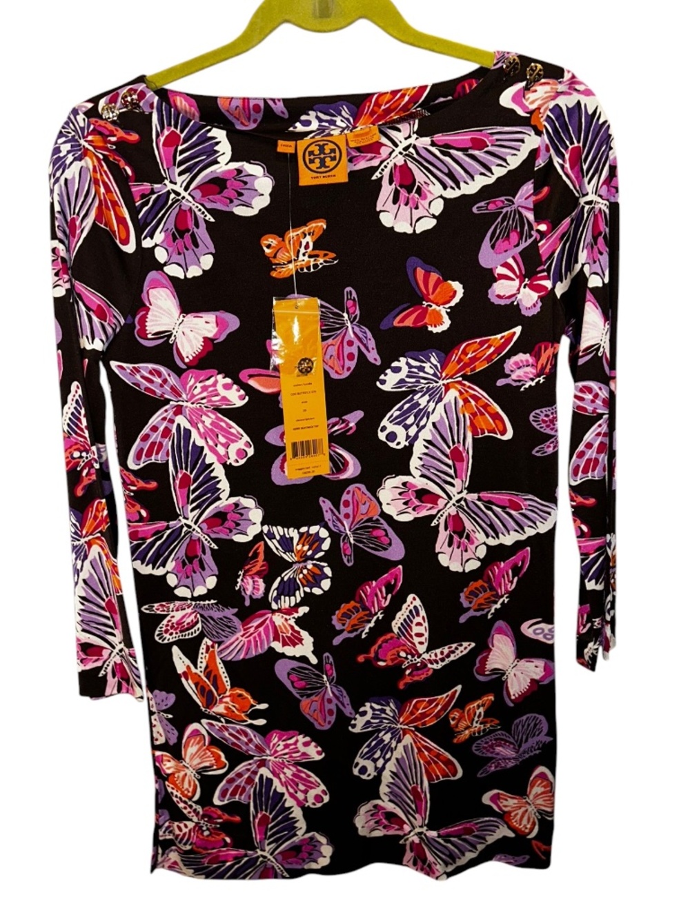 Tory Burch NEW NWT coc butterfly boat neck top gold TT buttons XS